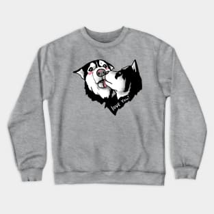 Awkward Siberian Husky Kiss Crewneck Sweatshirt